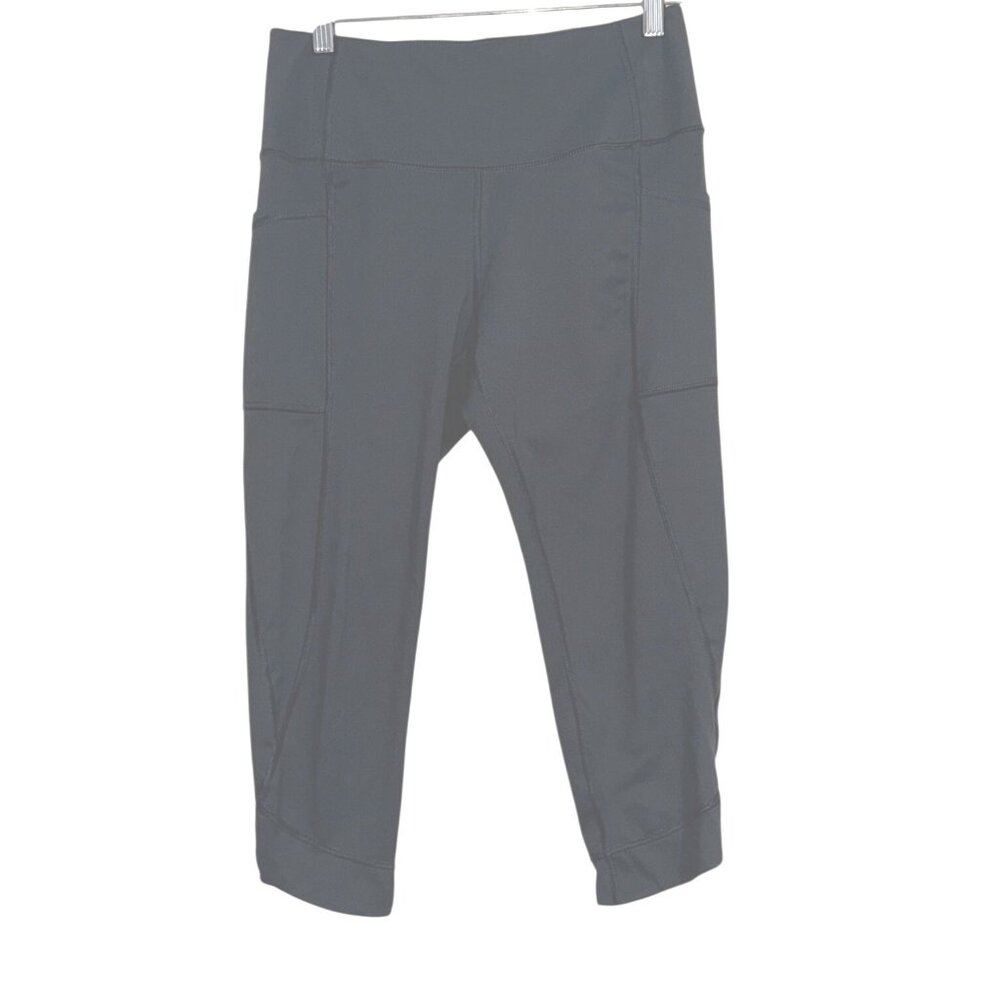 High Waisted Athletic Cropped Leggings W/ Side Pockets Slate Blue Pai Activewear